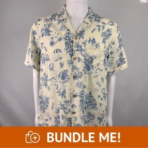 Lucky Brand Men’s Blue/Cream Short Sleeve Button-Up Beach Shirt – Size Medium